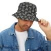 Creek Pirate logo skull pattern on a black bucket hat from CreekPirate.com