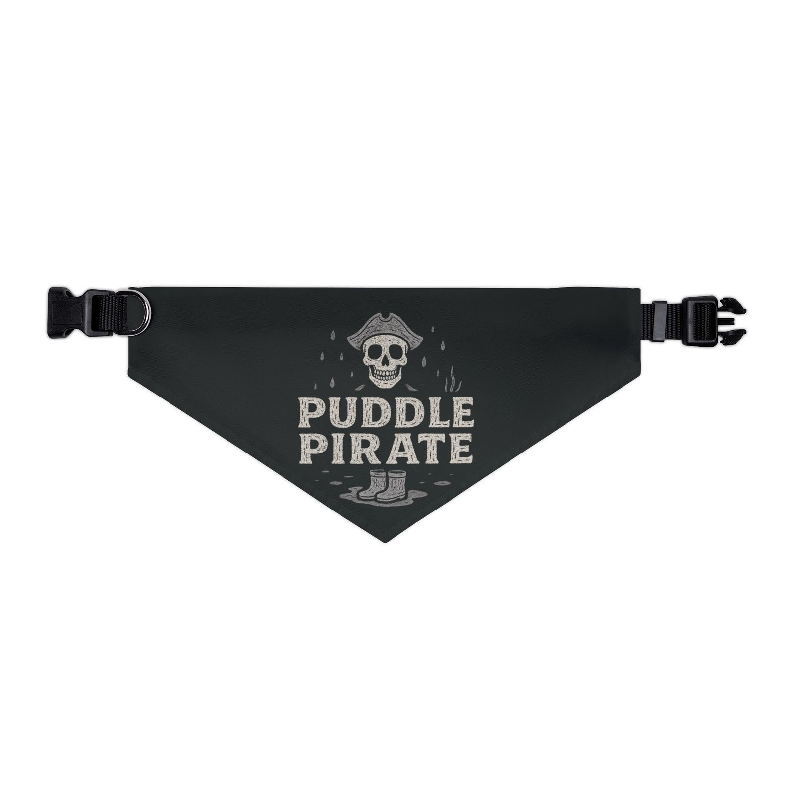 Pirate Pet Bandana Collar - Puddle Pirate Design for Dogs - White on Black - Image 9