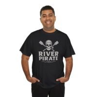 T-Shirt - River Pirate Skull - Canoeing Boating - Summer - White - Unisex Tee
