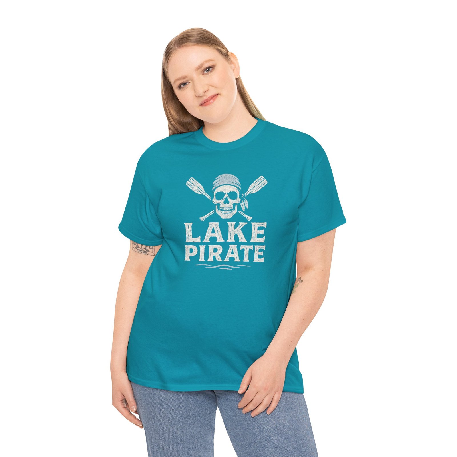 T-Shirt - Lake Pirate Skull - Canoeing Boating - Summer - White - Unisex Tee - Image 7