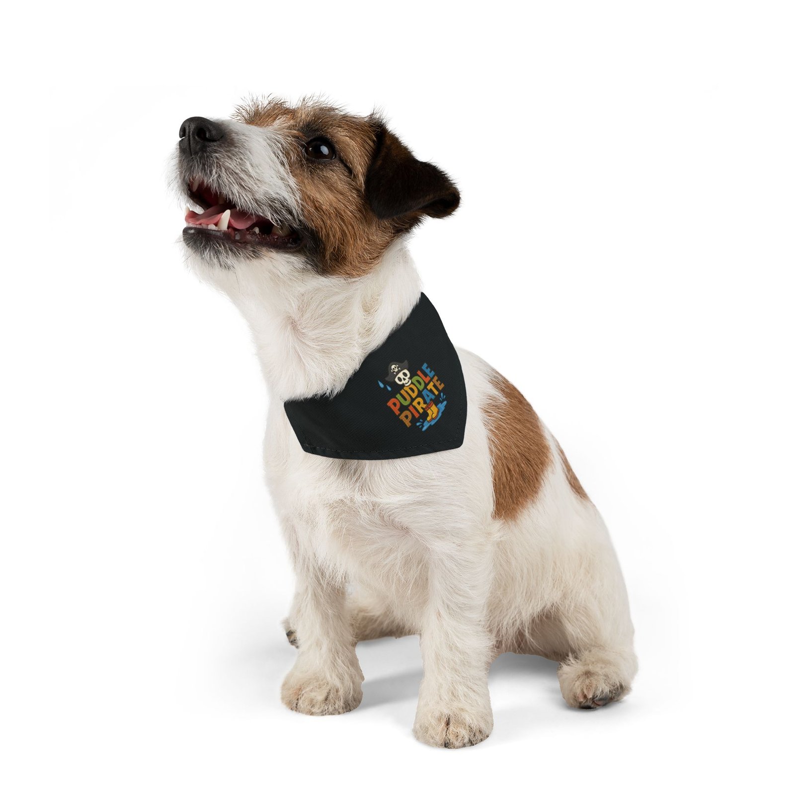 Pirate Pet Bandana Collar - Puddle Pirate Design for Dogs - Colorful on Black - Image 7