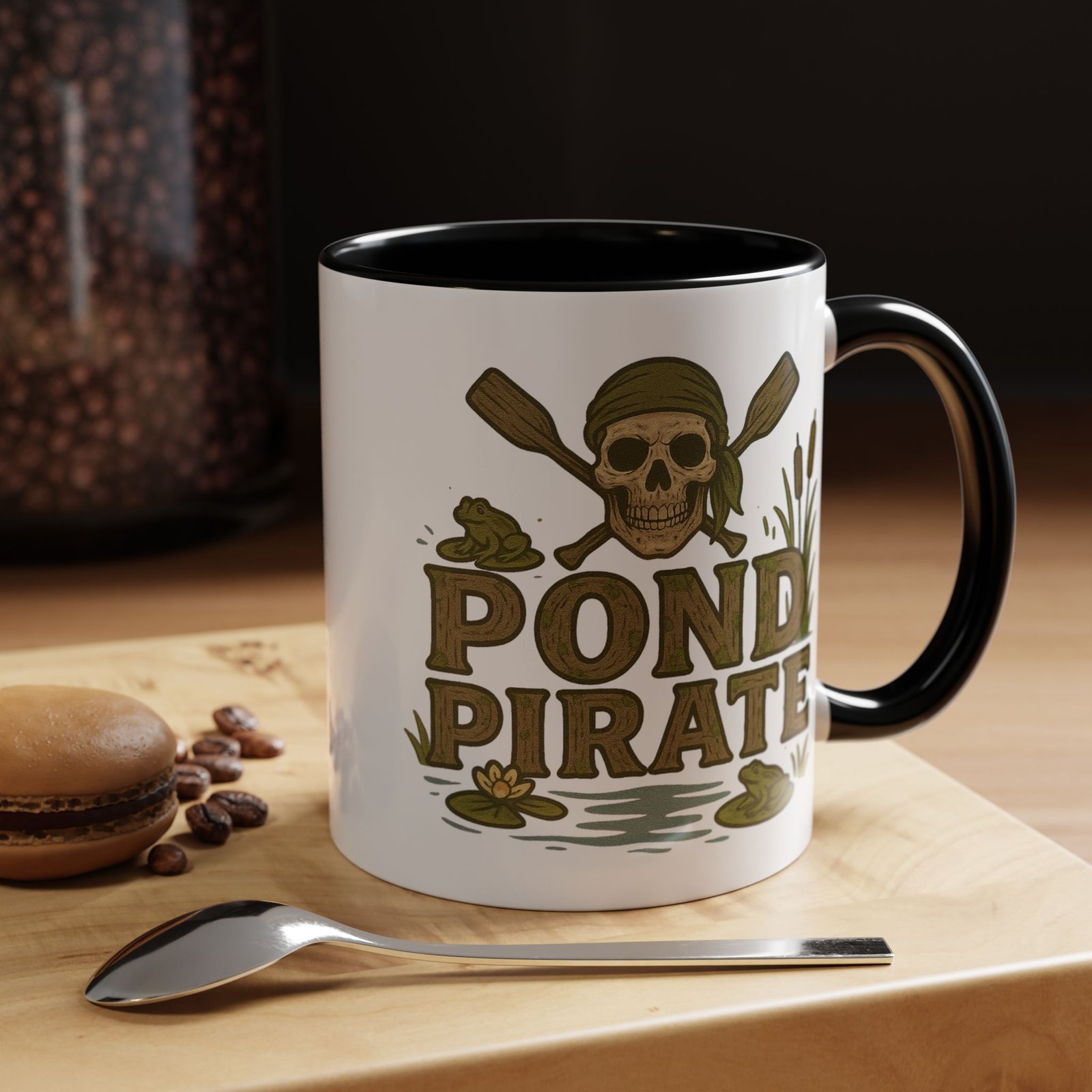 Accent Coffee Mug - 11 oz Or 15 oz - Pond Pirate Skull - Cup - Choice of Colors - Image 7