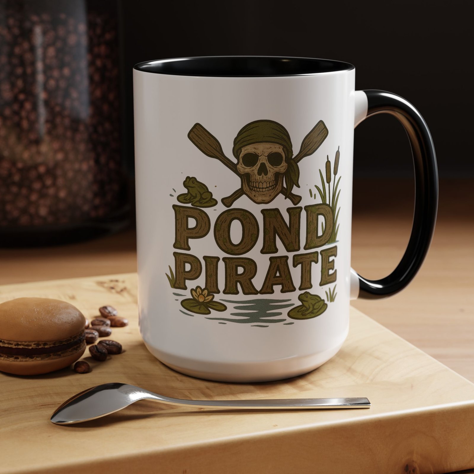 Accent Coffee Mug - 11 oz Or 15 oz - Pond Pirate Skull - Cup - Choice of Colors - Image 9