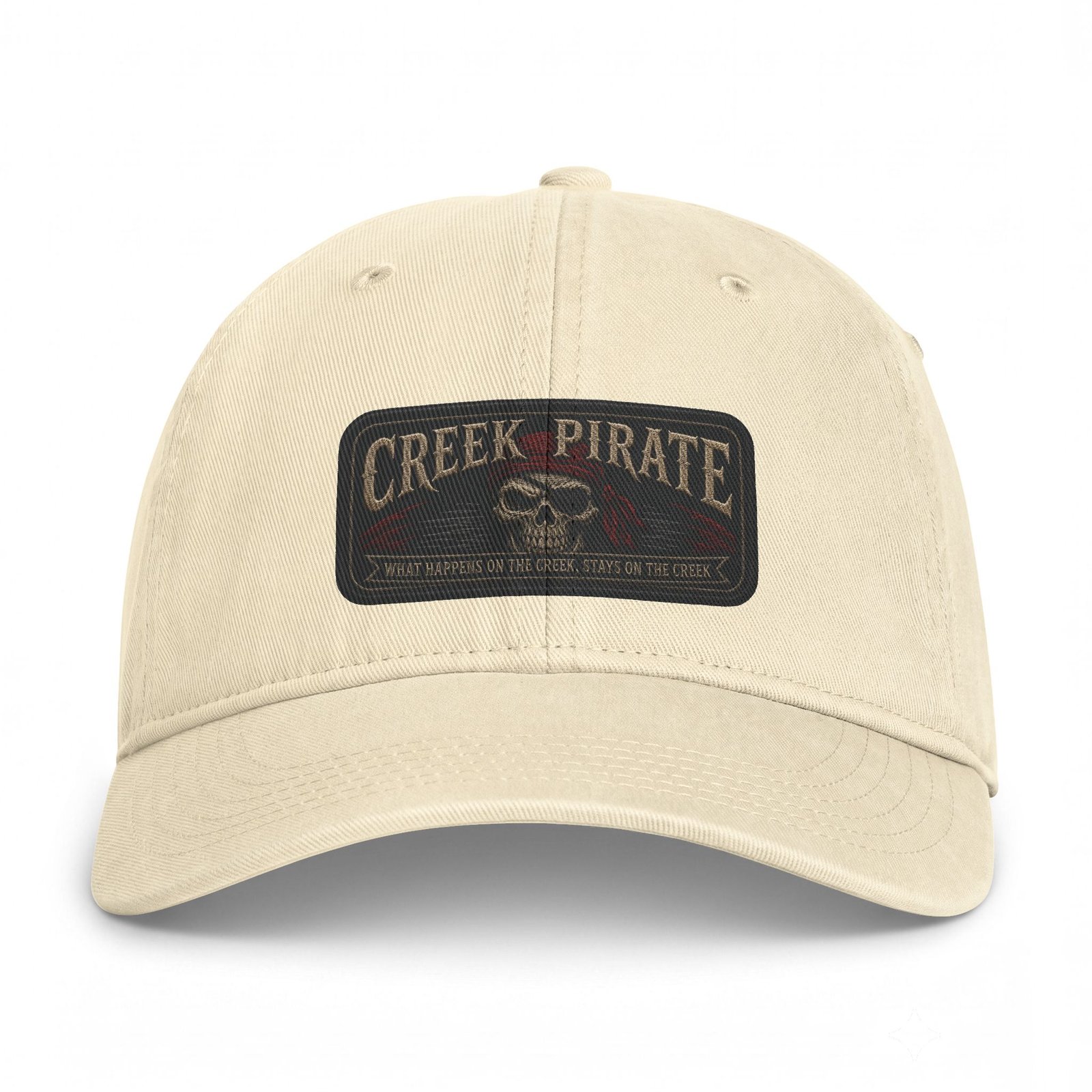 'Creek Pirate' 'What Happens on the Creek, Stays on the Creek' - Washed Cap - Ballcap - Hat - Patch Look - Image 4