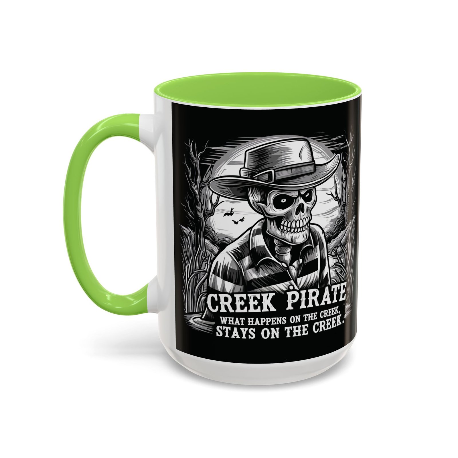 Coffee Mug - Creek Pirate Skeleton - What Happens on the Creek Stays on the Creek - 11oz or 15oz - Cup - Image 2