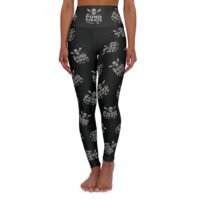 High Waisted Yoga Leggings - Trendy Workout Pants - Pond Pirate Skull Oars Pattern