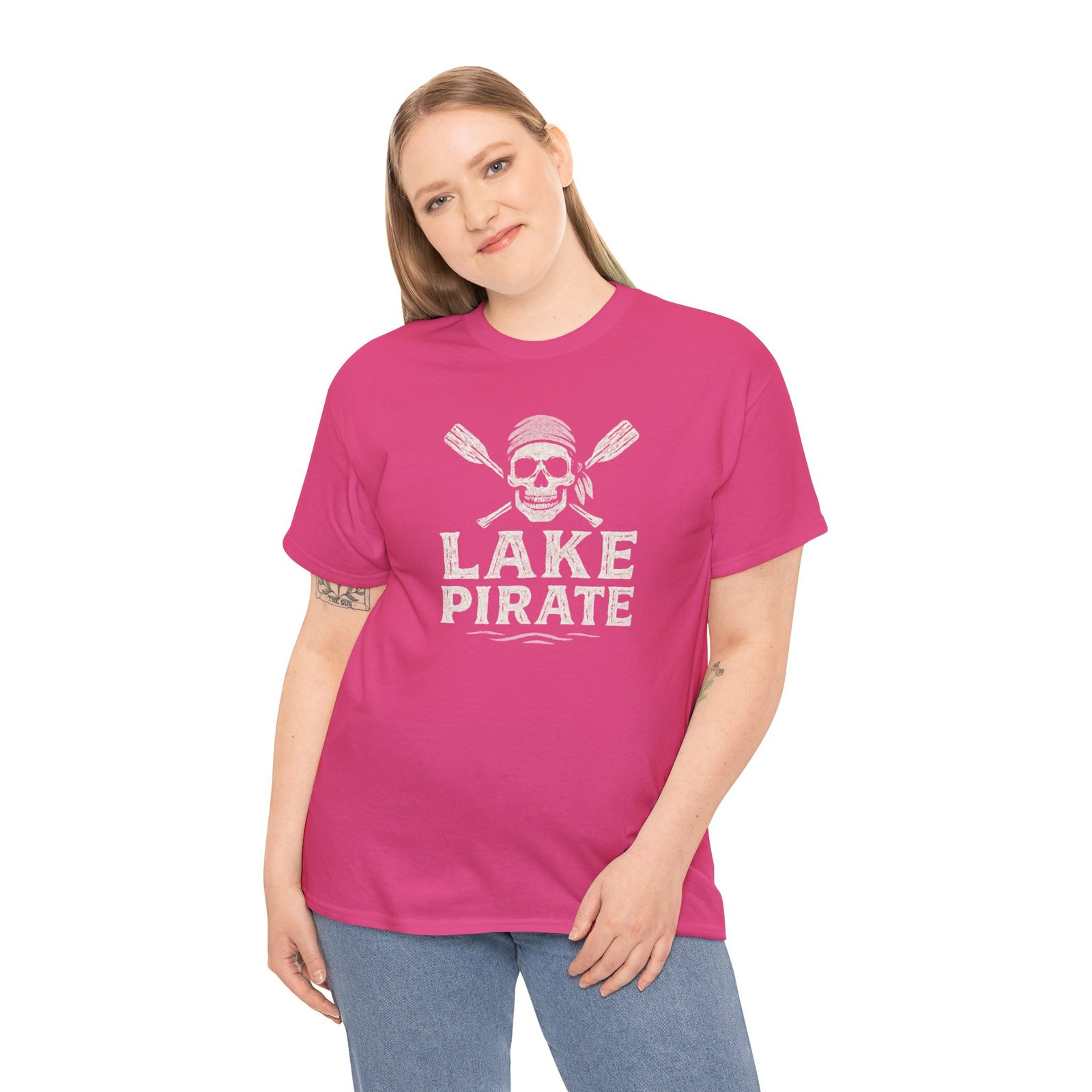 T-Shirt - Lake Pirate Skull - Canoeing Boating - Summer - White - Unisex Tee - Image 10