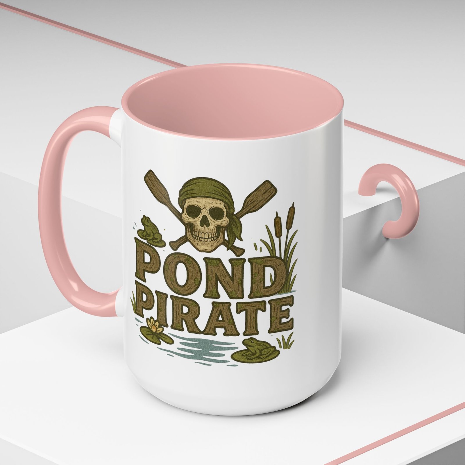 Accent Coffee Mug - 11 oz Or 15 oz - Pond Pirate Skull - Cup - Choice of Colors - Image 17