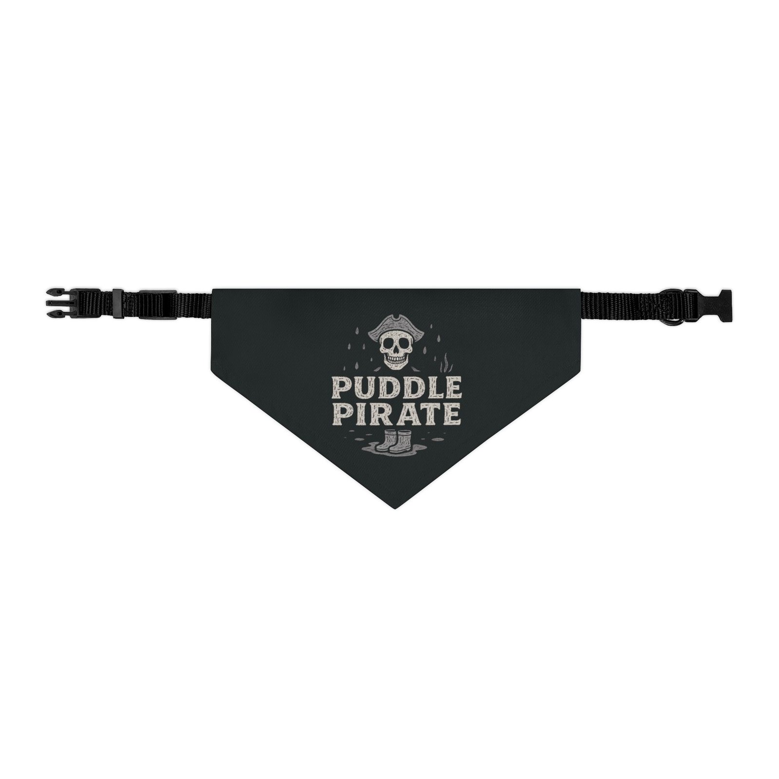 Pirate Pet Bandana Collar - Puddle Pirate Design for Dogs - White on Black - Image 2