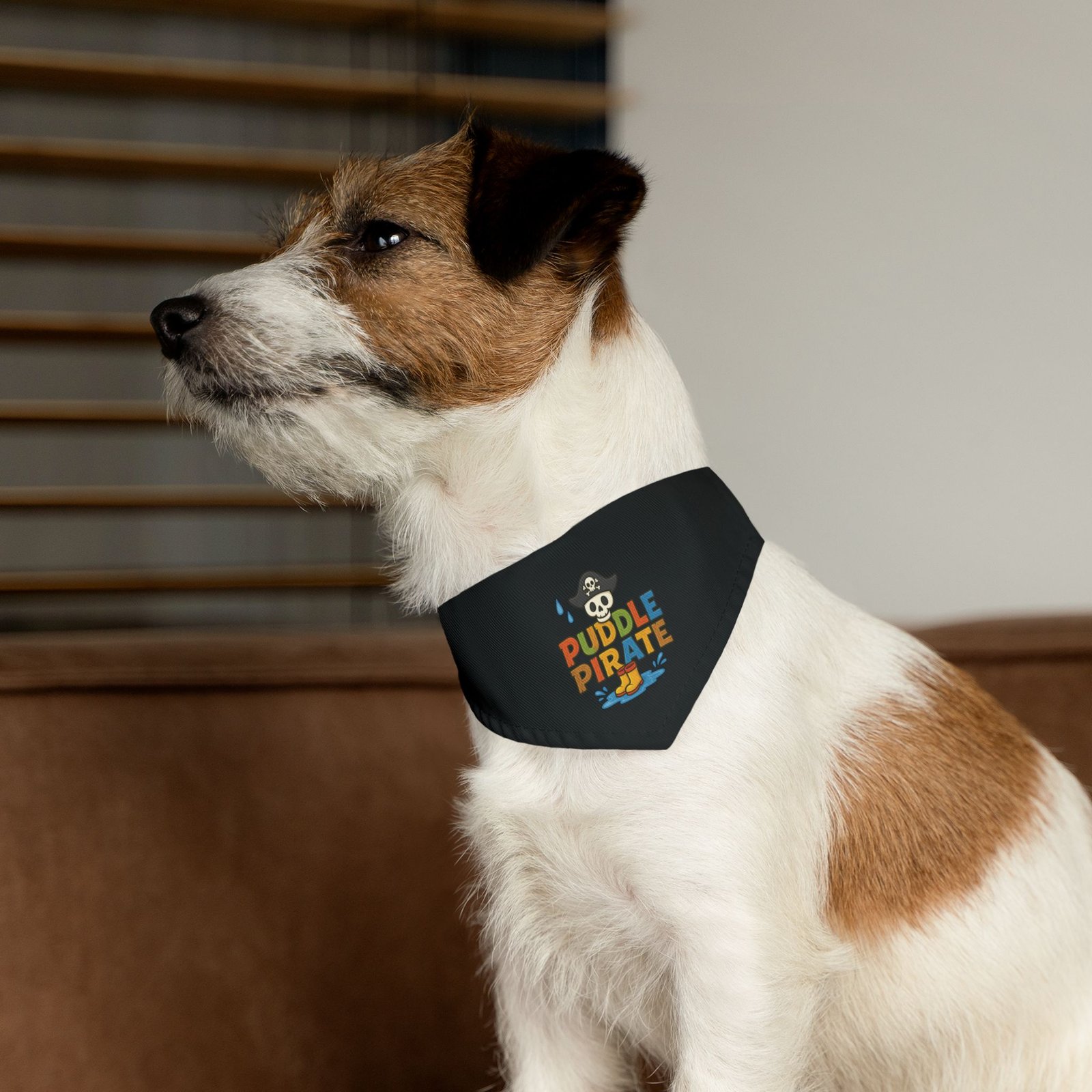 Pirate Pet Bandana Collar - Puddle Pirate Design for Dogs - Colorful on Black - Image 8