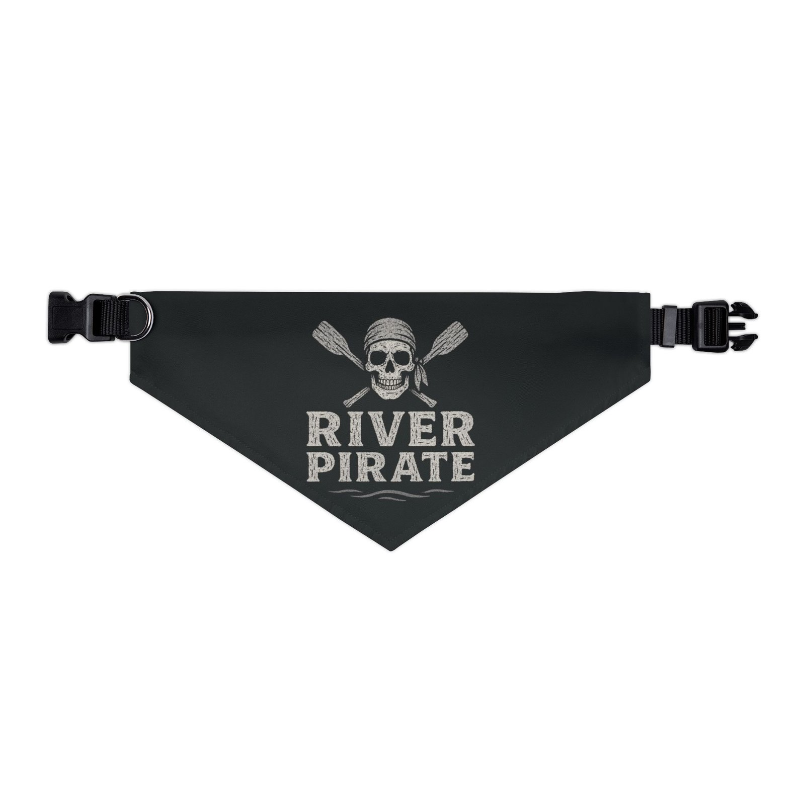 Pirate Pet Bandana Collar - River Pirate Design for Dogs - White on Black - Image 9