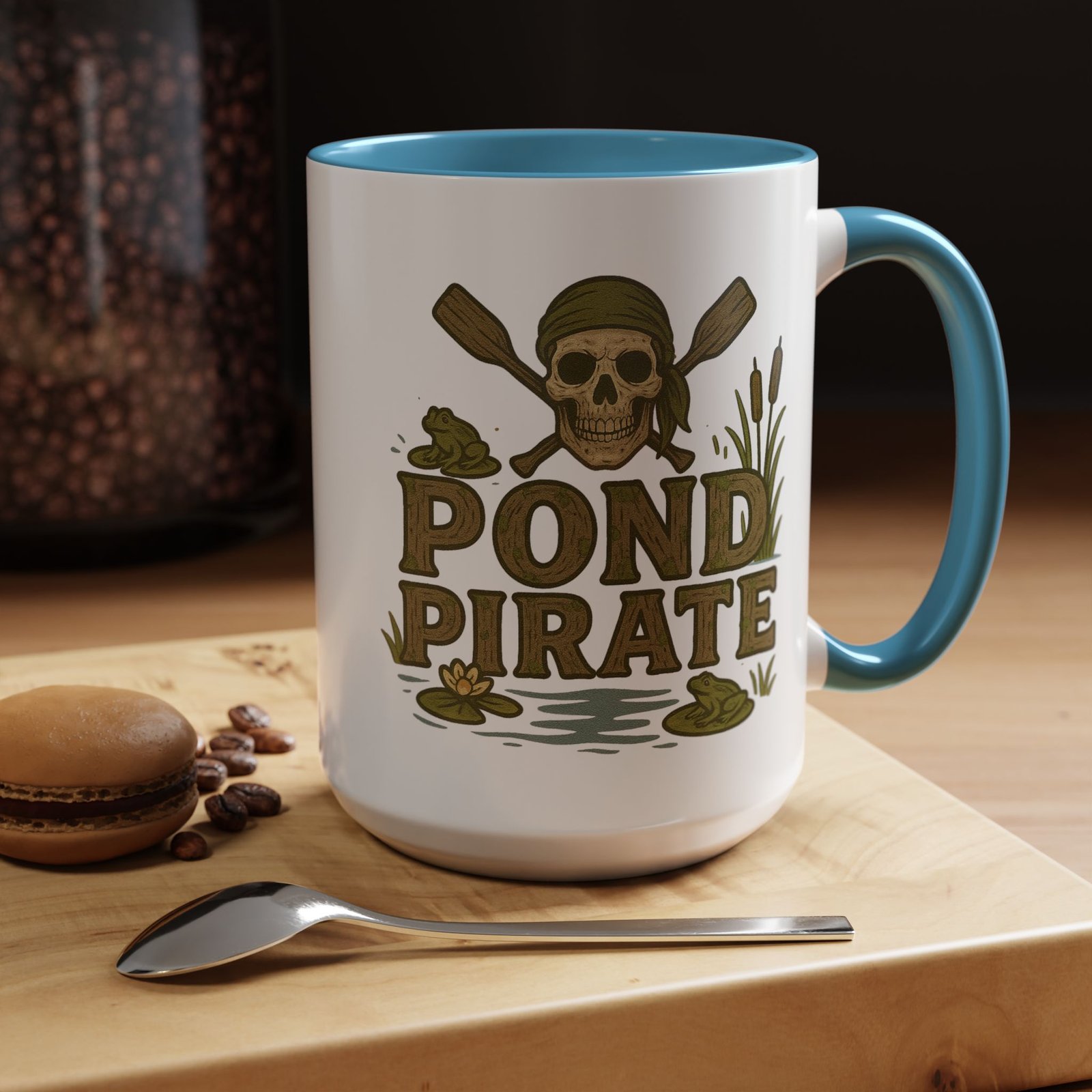Accent Coffee Mug - 11 oz Or 15 oz - Pond Pirate Skull - Cup - Choice of Colors - Image 19
