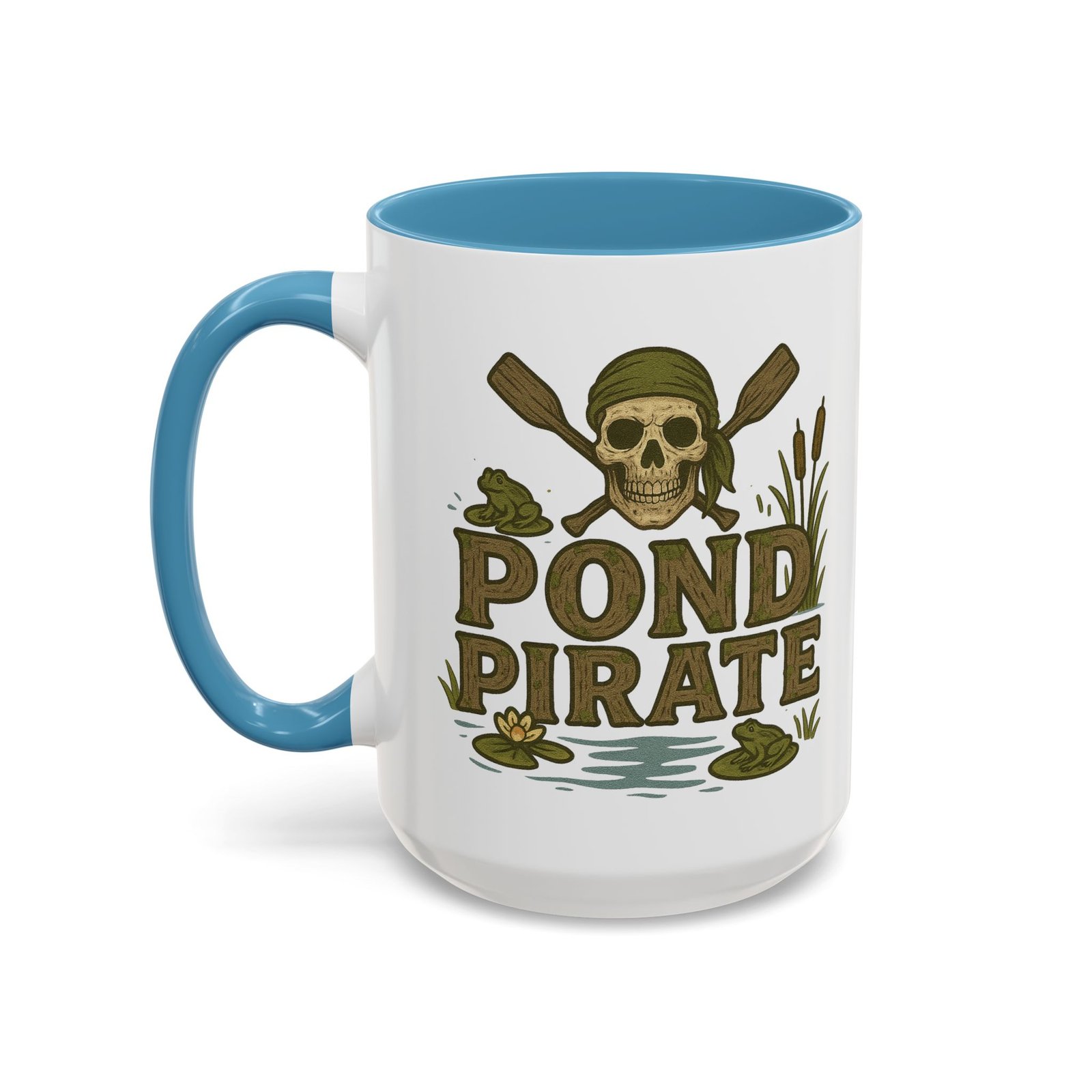 Accent Coffee Mug - 11 oz Or 15 oz - Pond Pirate Skull - Cup - Choice of Colors - Image 18