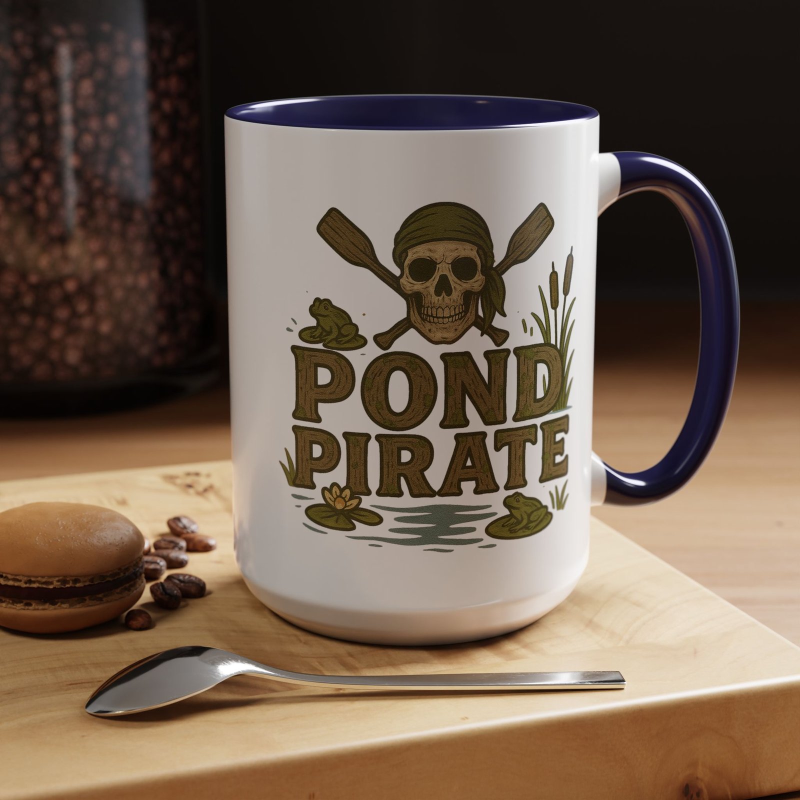 Accent Coffee Mug - 11 oz Or 15 oz - Pond Pirate Skull - Cup - Choice of Colors - Image 15