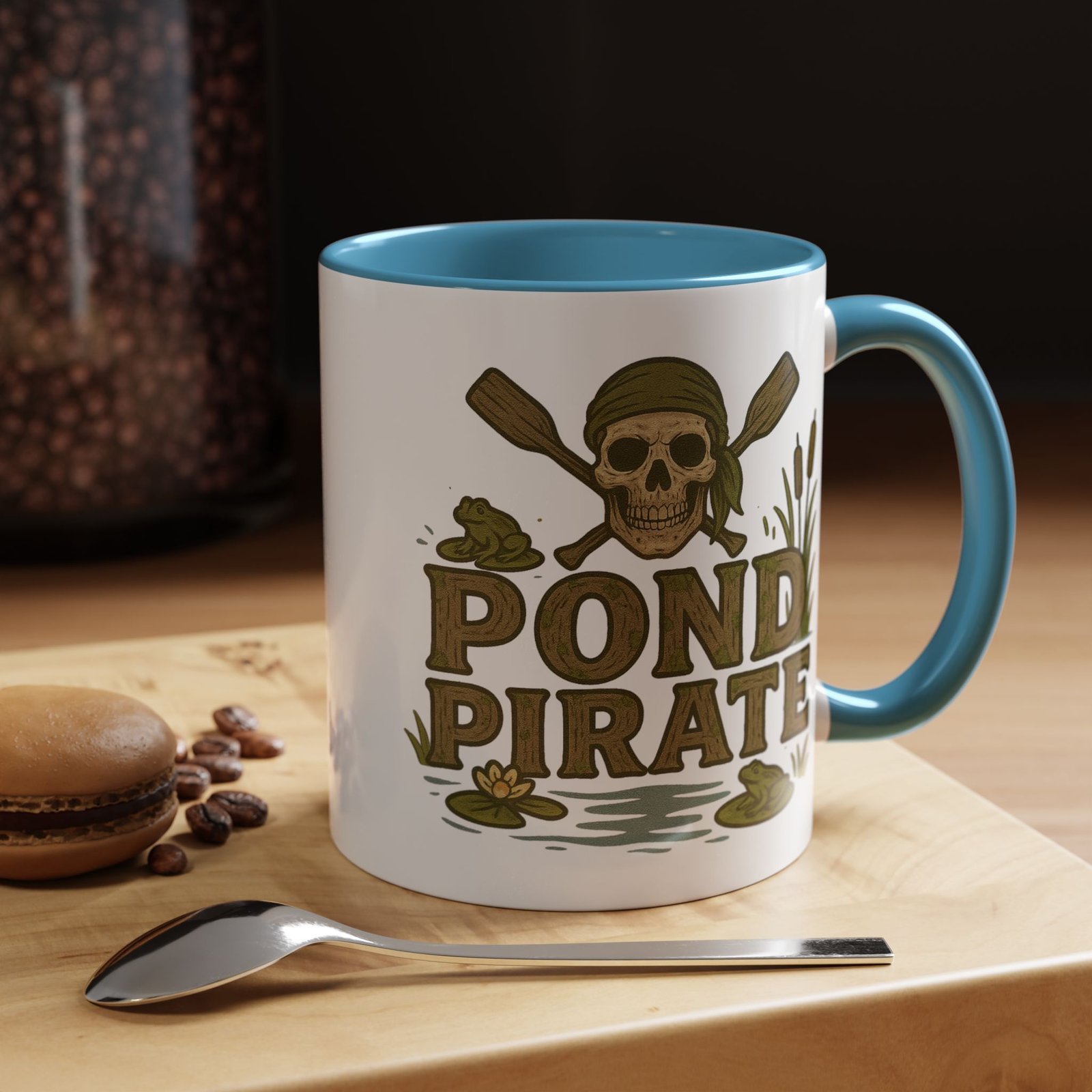 Accent Coffee Mug - 11 oz Or 15 oz - Pond Pirate Skull - Cup - Choice of Colors - Image 2