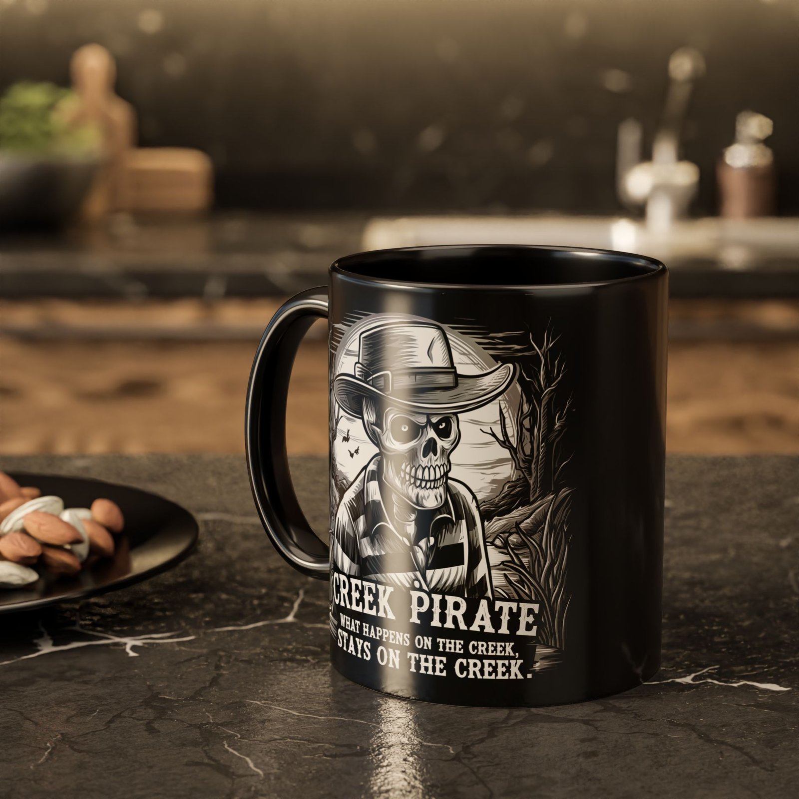 Coffee Mug - Creek Pirate Skeleton - What Happens on the Creek Stays on the Creek - 11oz or 15oz - Cup - Image 4