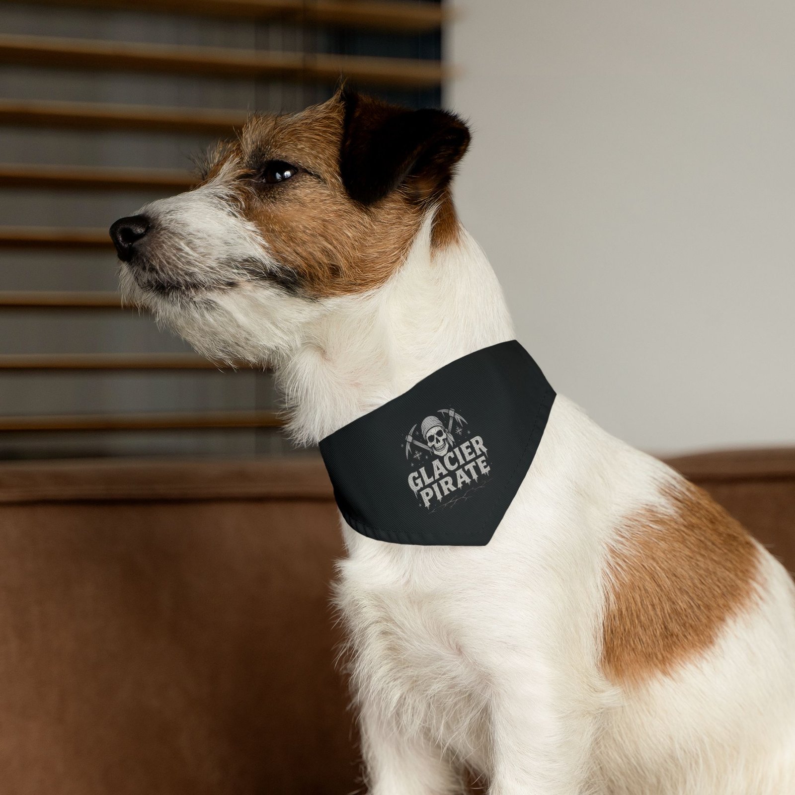 Pirate Pet Bandana Collar - Glacier Pirate Design for Dogs - White on Black - Image 8