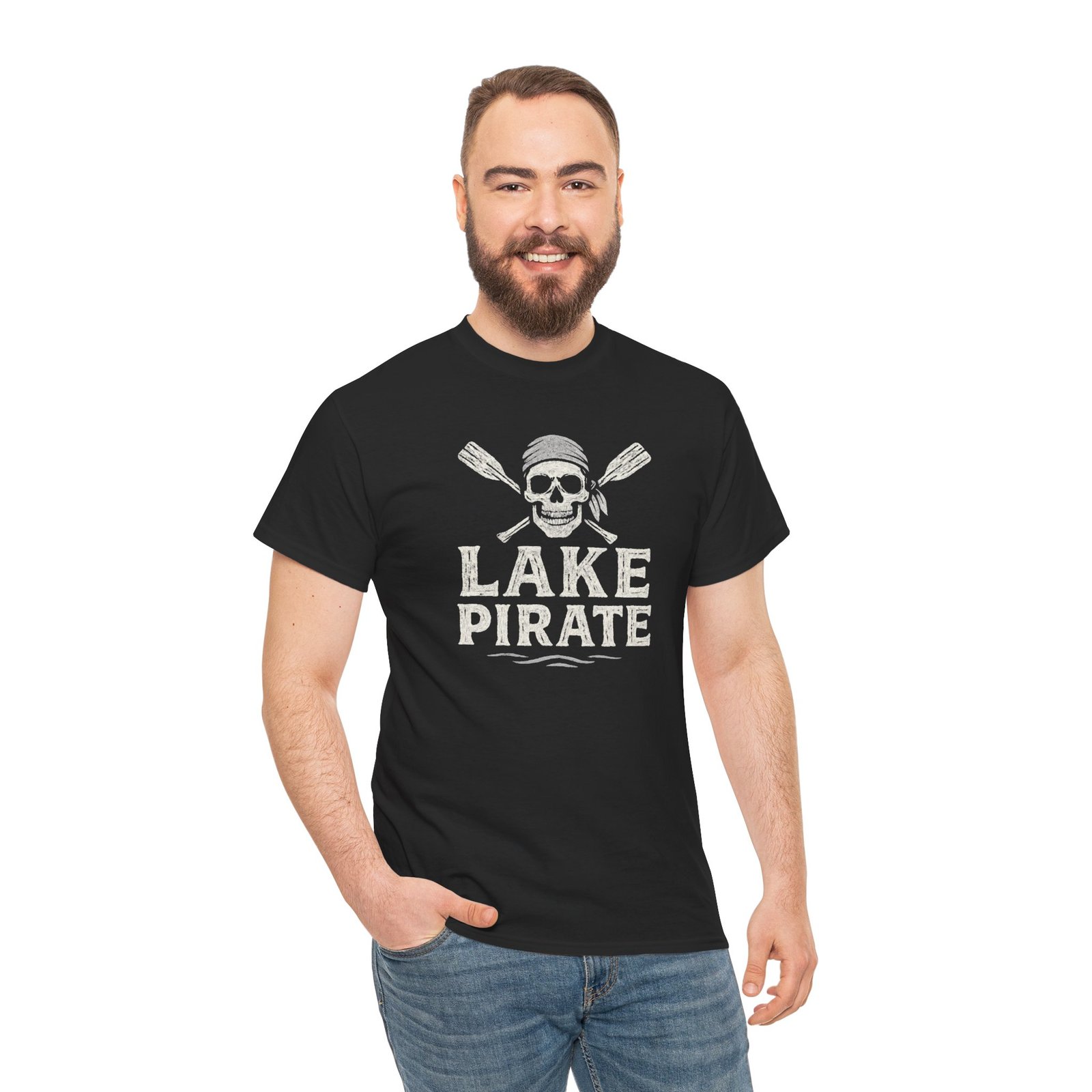 T-Shirt - Lake Pirate Skull - Canoeing Boating - Summer - White - Unisex Tee - Image 17