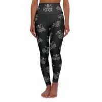 High Waisted Yoga Leggings - Trendy Workout Pants - Lagoon Pirate Skull Oars Pattern