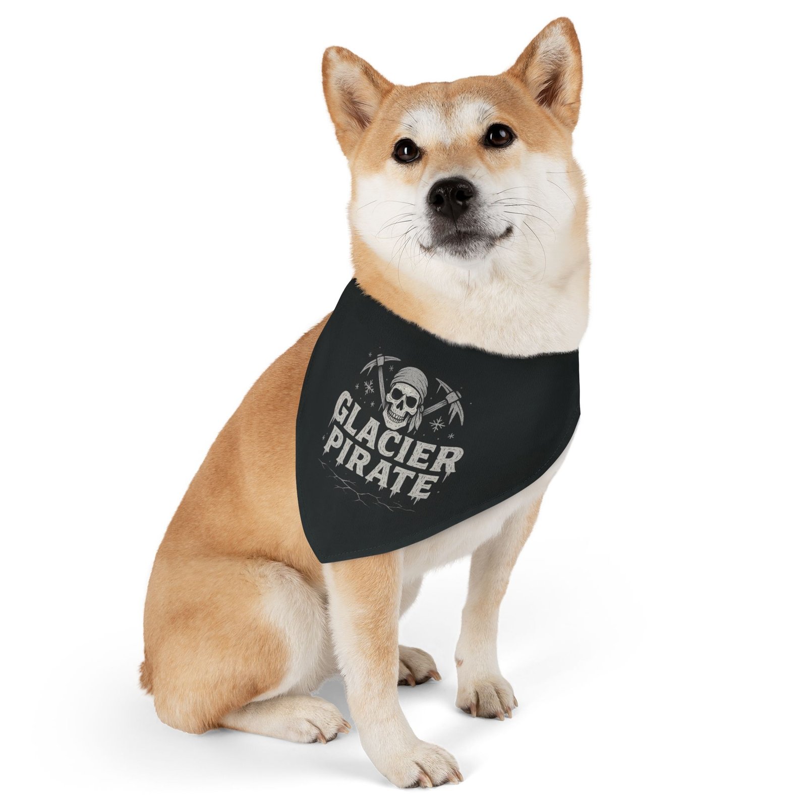 Pirate Pet Bandana Collar - Glacier Pirate Design for Dogs - White on Black - Image 5