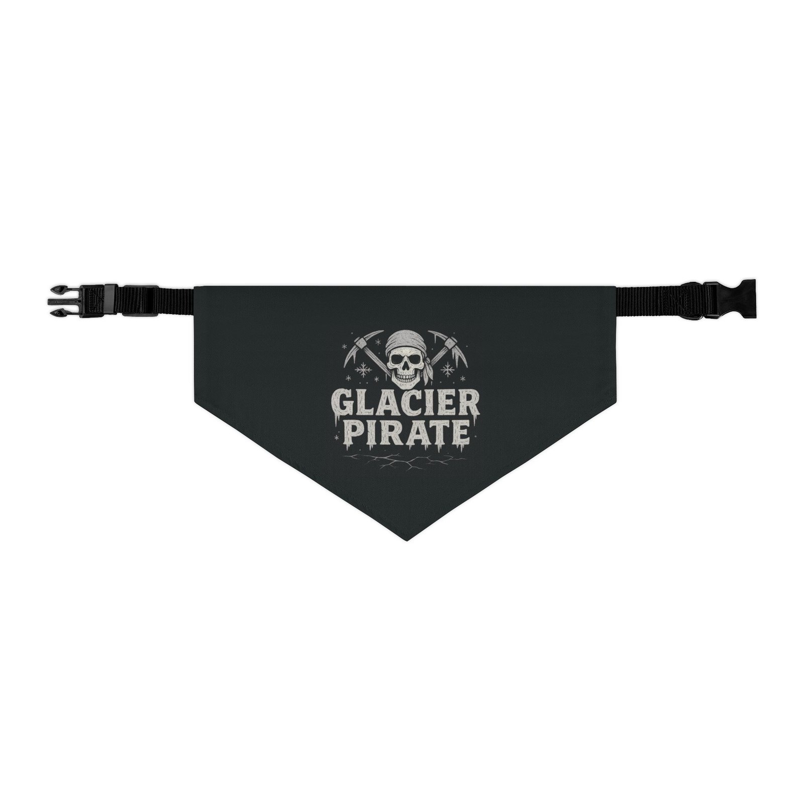 Pirate Pet Bandana Collar - Glacier Pirate Design for Dogs - White on Black - Image 4