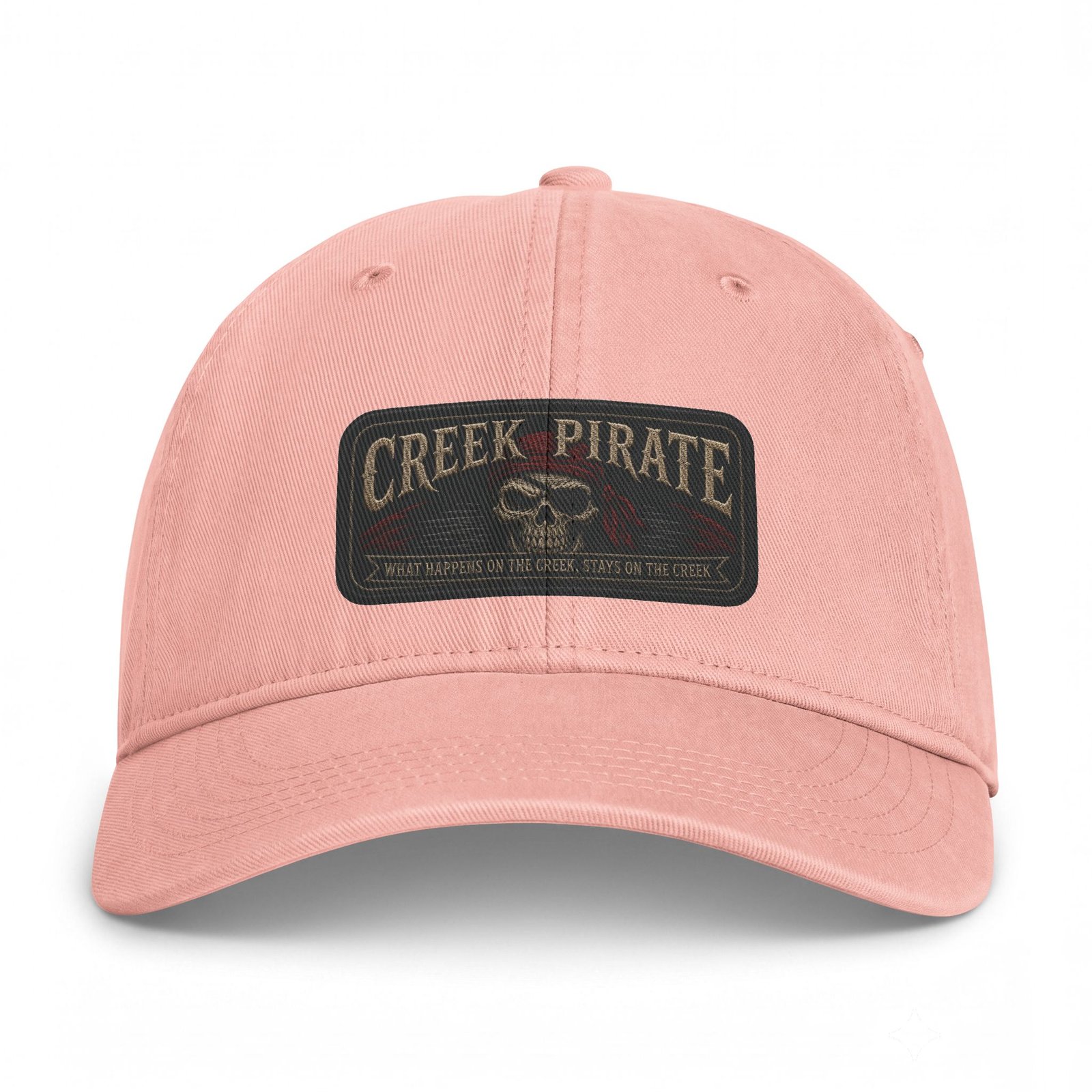 'Creek Pirate' 'What Happens on the Creek, Stays on the Creek' - Washed Cap - Ballcap - Hat - Patch Look - Image 5