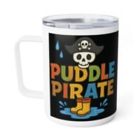 Colorful Puddle Pirate Insulated Coffee Mug - 10oz Adventure Gear for Outdoorsy Coffee Lovers