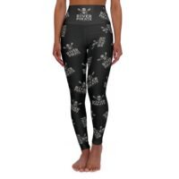 High Waisted Yoga Leggings - Trendy Workout Pants - River Pirate Skull Oars Pattern