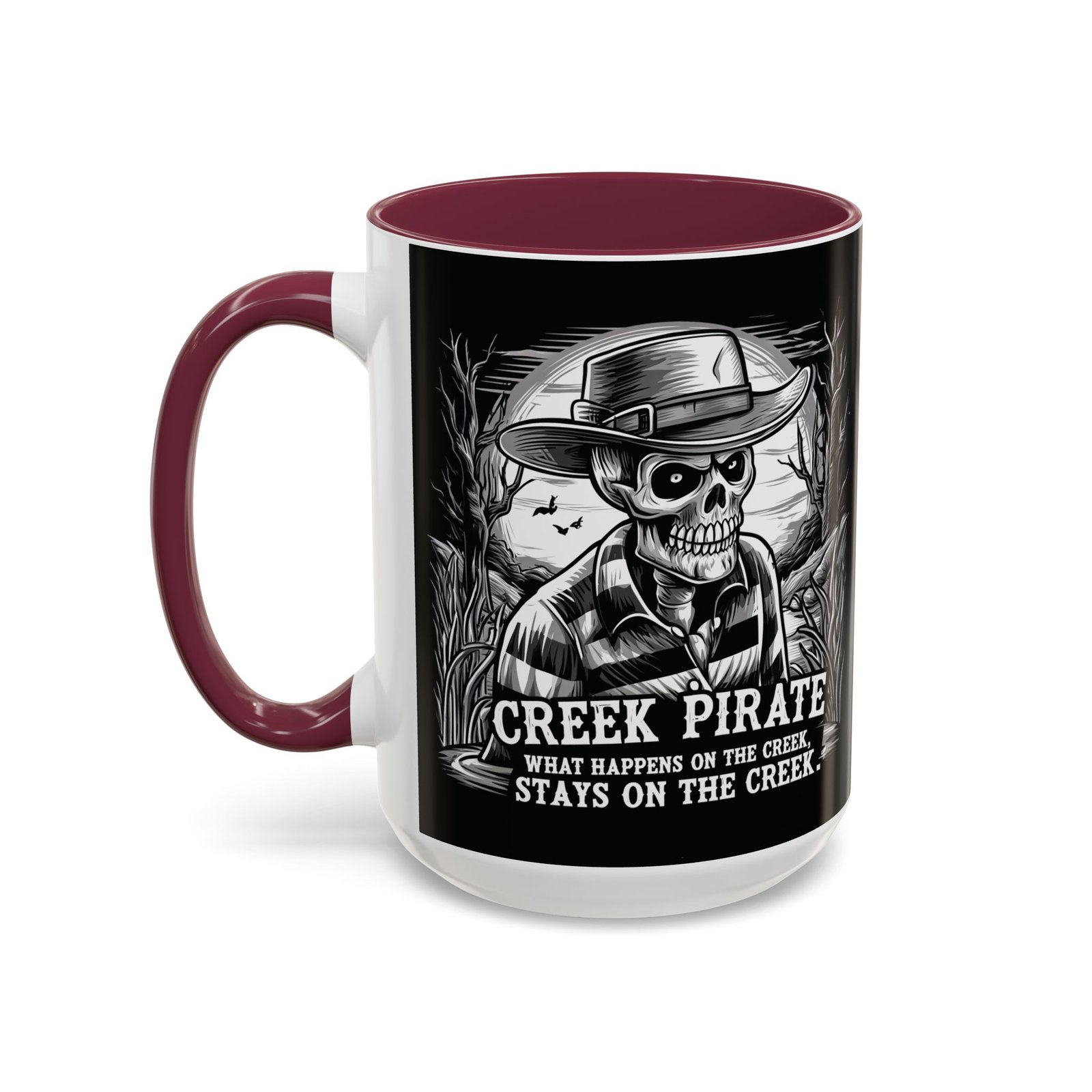 Coffee Mug - Creek Pirate Skeleton - What Happens on the Creek Stays on the Creek - 11oz or 15oz - Cup - Image 33