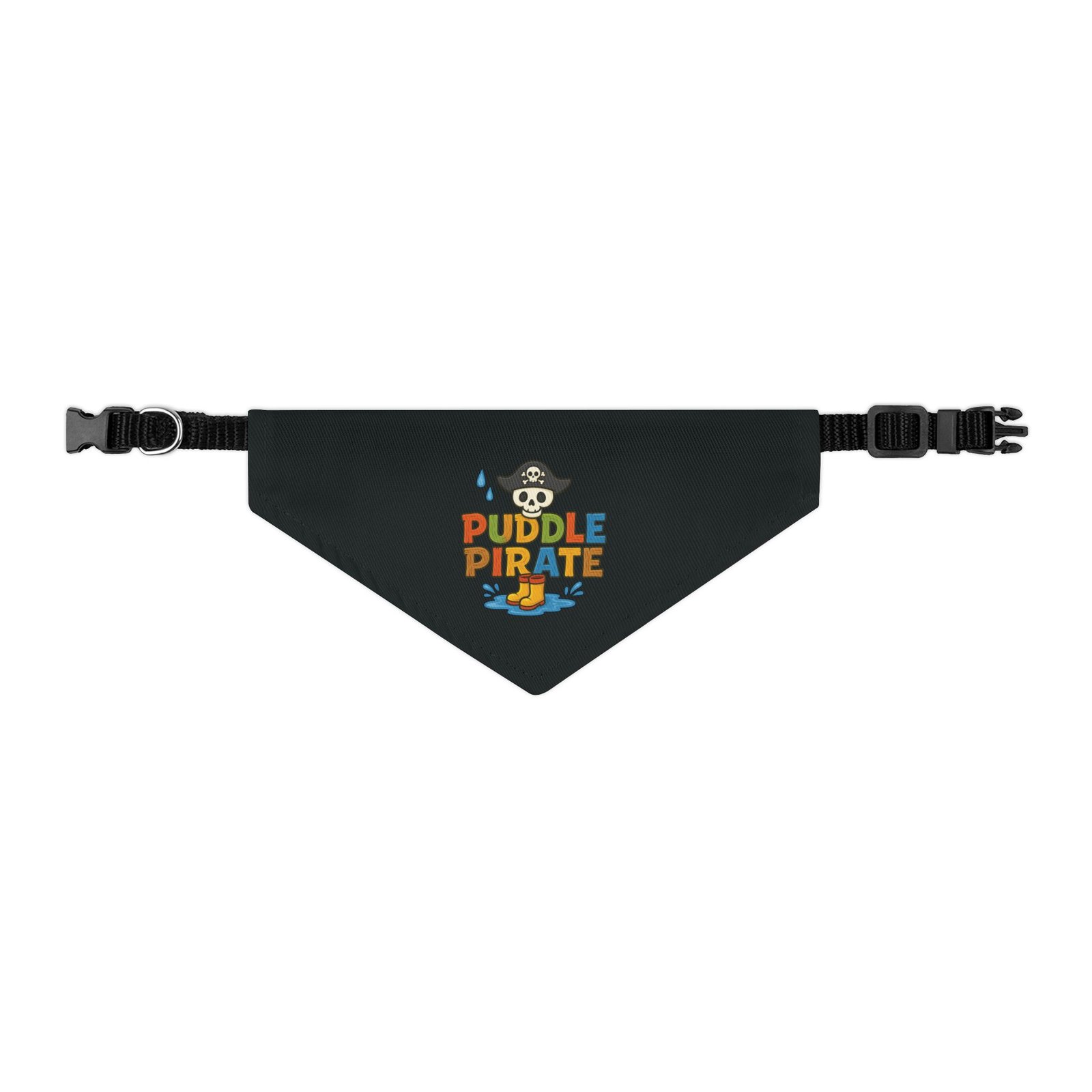 Pirate Pet Bandana Collar - Puddle Pirate Design for Dogs - Colorful on Black - Image 6