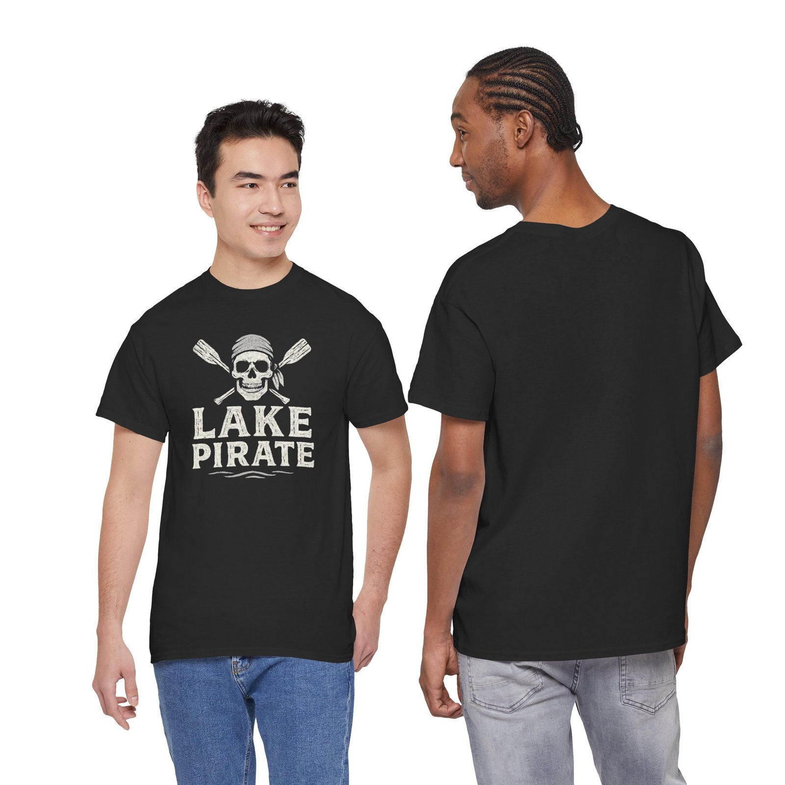 T-Shirt - Lake Pirate Skull - Canoeing Boating - Summer - White - Unisex Tee - Image 16