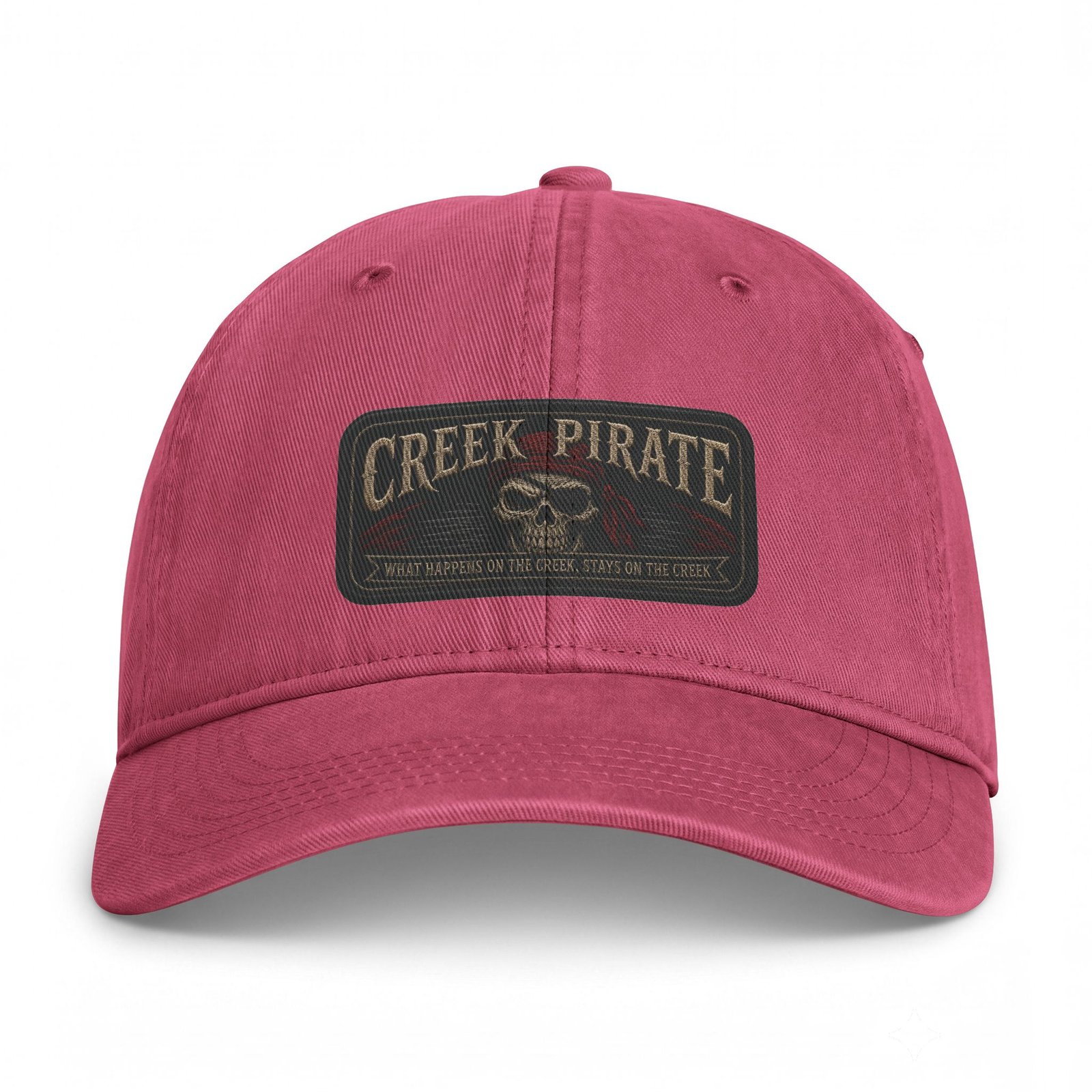'Creek Pirate' 'What Happens on the Creek, Stays on the Creek' - Washed Cap - Ballcap - Hat - Patch Look - Image 6