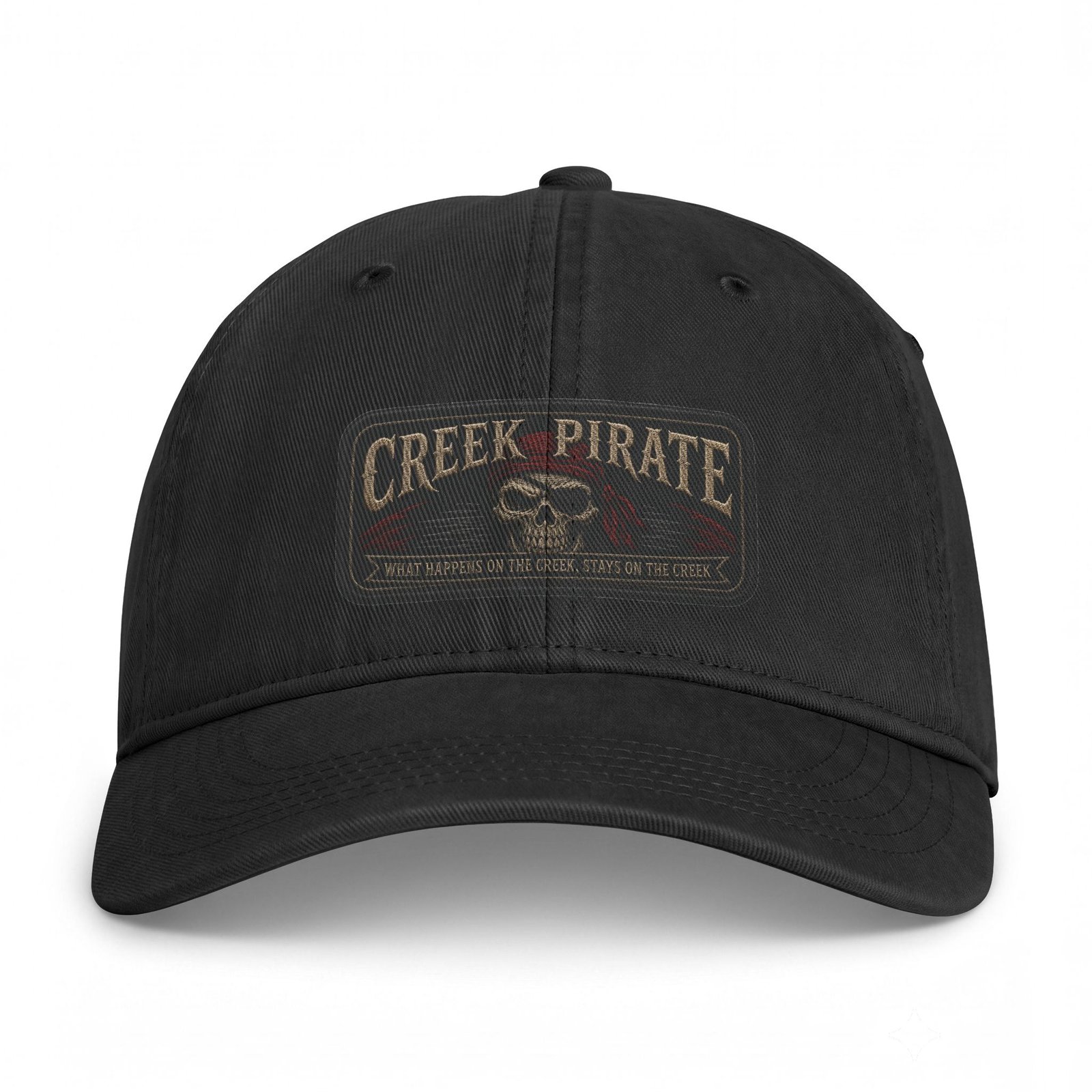 'Creek Pirate' 'What Happens on the Creek, Stays on the Creek' - Washed Cap - Ballcap - Hat - Patch Look - Image 3