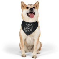 Pirate Pet Bandana Collar - Lagoon Pirate Design for Dogs - White on Black