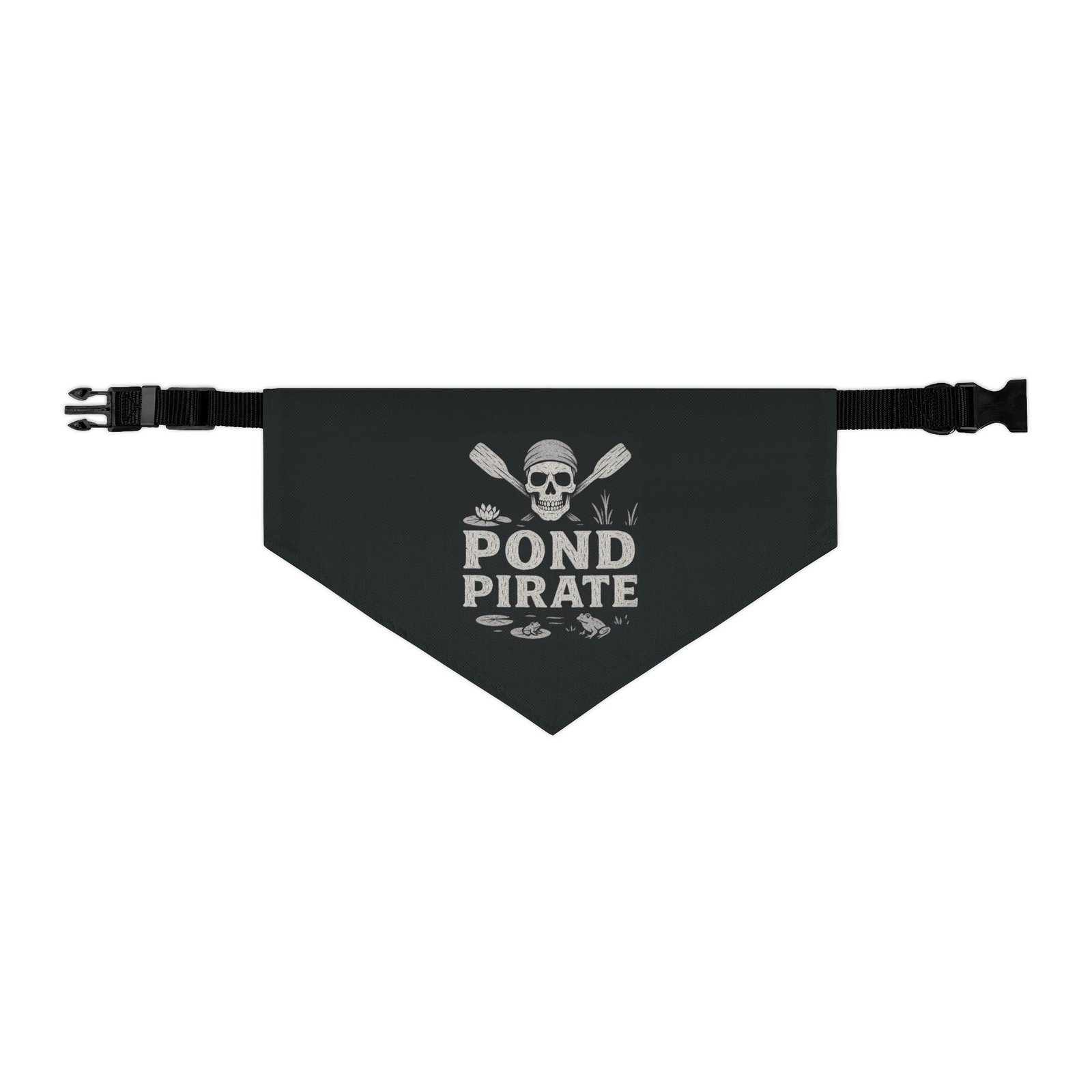 Pirate Pet Bandana Collar - Pond Pirate Design for Dogs - White on Black - Image 4