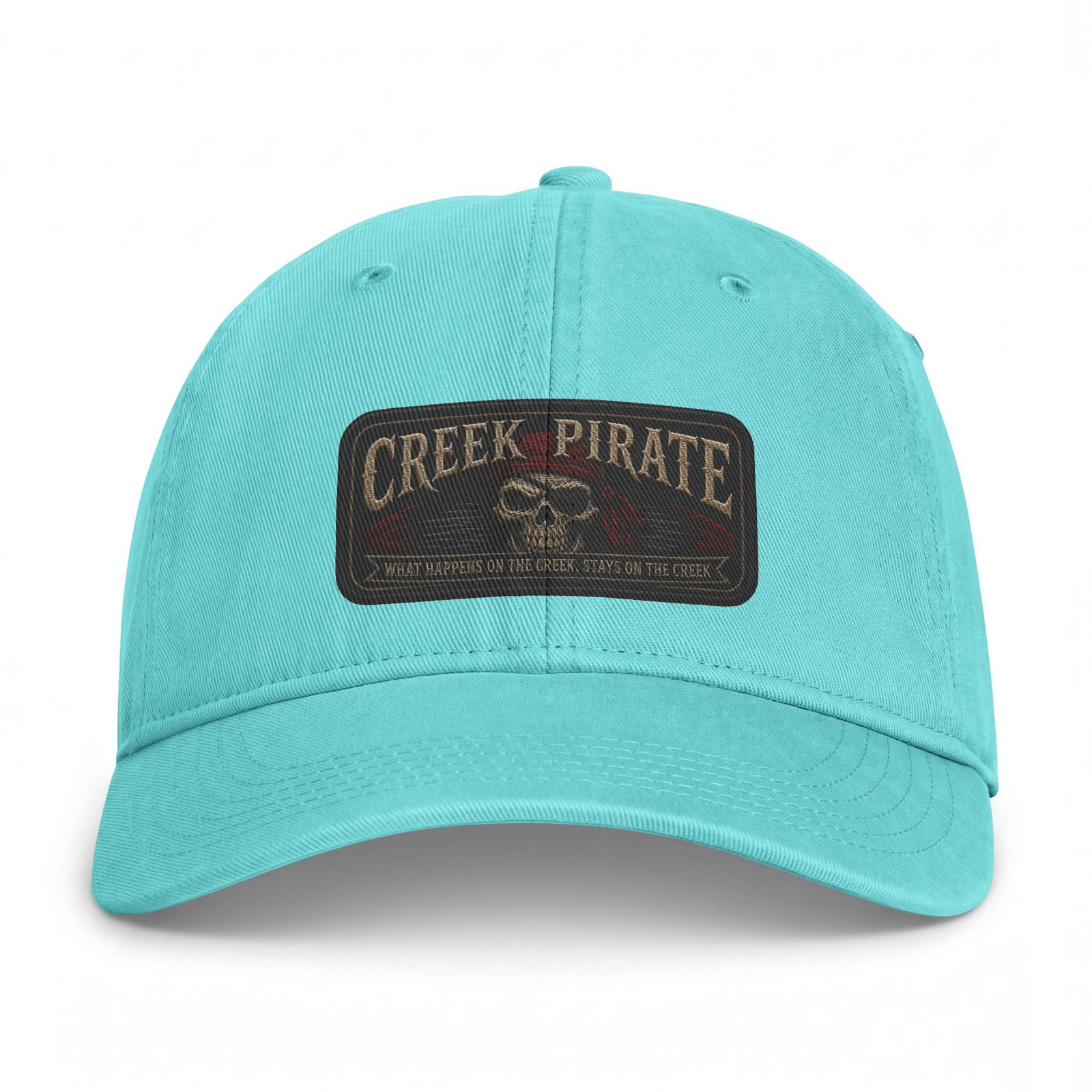 'Creek Pirate' 'What Happens on the Creek, Stays on the Creek' - Washed Cap - Ballcap - Hat - Patch Look - Image 2