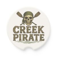 Soapstone Car Coaster - Creek Pirate - Skull and Oars - Gift for New Car Owners, Seasonal Decor