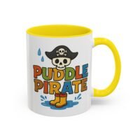 Accent Coffee Mug - 11 oz Or 15 oz - Puddle Pirate Skull - Cup - Choice of Colors