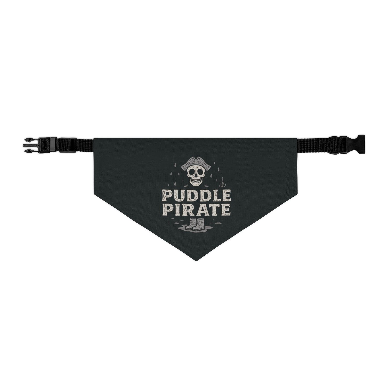 Pirate Pet Bandana Collar - Puddle Pirate Design for Dogs - White on Black - Image 4