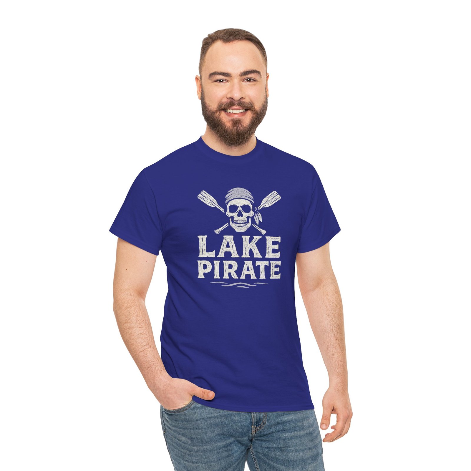 T-Shirt - Lake Pirate Skull - Canoeing Boating - Summer - White - Unisex Tee - Image 9