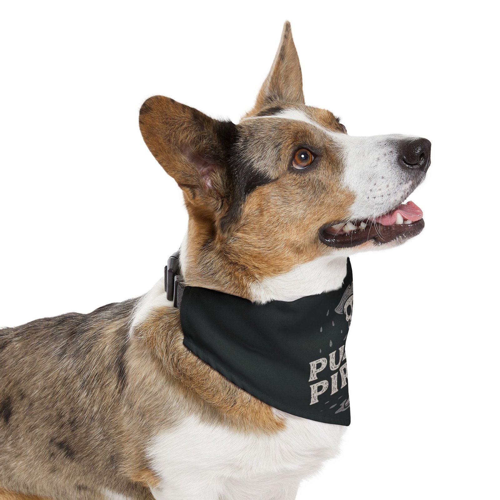 Pirate Pet Bandana Collar - Puddle Pirate Design for Dogs - White on Black - Image 11
