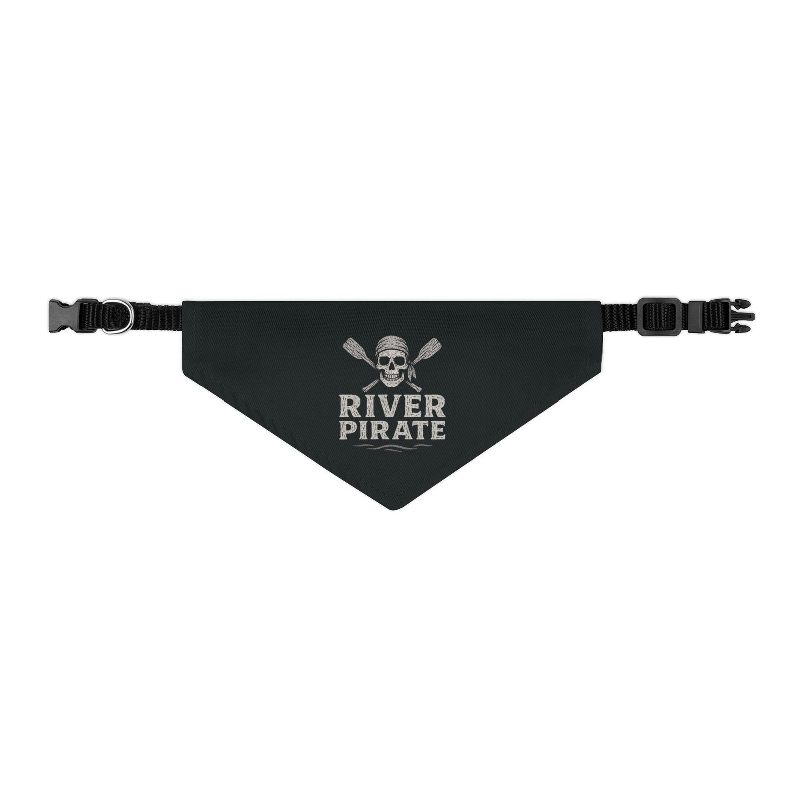 Pirate Pet Bandana Collar - River Pirate Design for Dogs - White on Black - Image 6