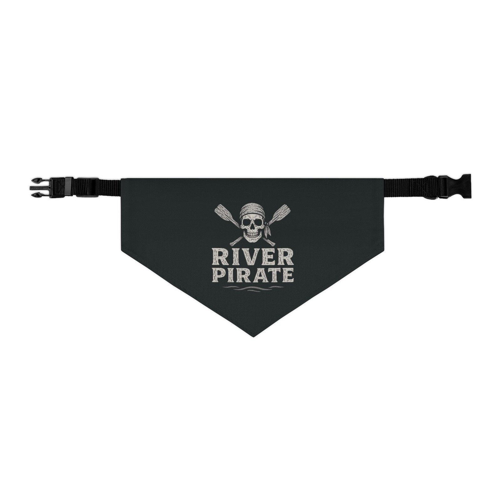 Pirate Pet Bandana Collar - River Pirate Design for Dogs - White on Black - Image 4
