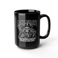 Lake Pirate Skull Coffee Mug - “What Happens on the Lake Stays on the Lake” Black Ceramic Cup