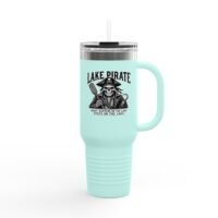 40oz Insulated Travel Mug - 'Lake Pirate' Skull - 'What Happens on the Lake, Stays on the Lake' Design