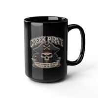 Creek Pirate Skull Coffee Mug - “What Happens on the Creek Stays on the Creek” Black Ceramic Cup